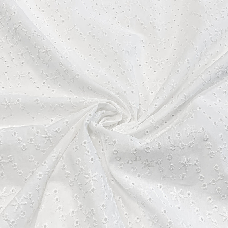 Algodón con bordado inglés BA-ETOILES Blanco / Blanco